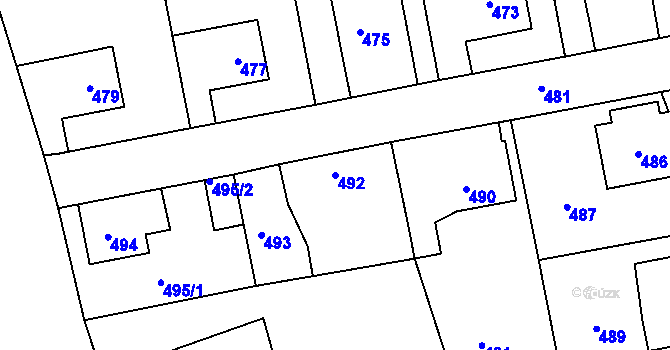 Parcela st. 492 v KÚ Sedlčany, Katastrální mapa
