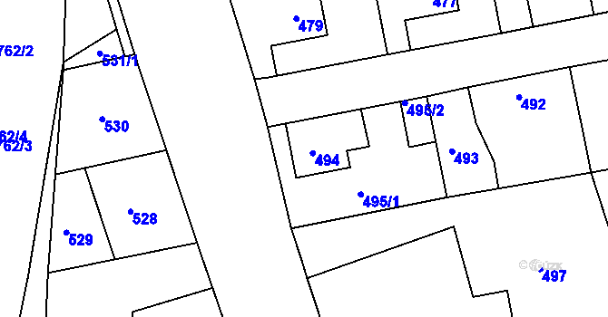 Parcela st. 494 v KÚ Sedlčany, Katastrální mapa