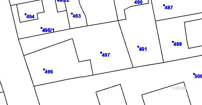 Parcela st. 497 v KÚ Sedlčany, Katastrální mapa