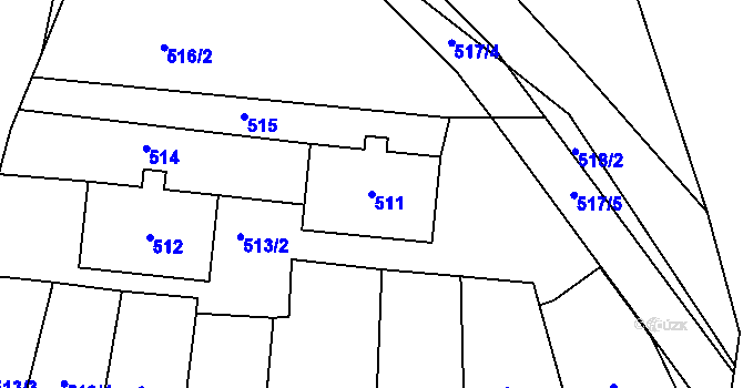 Parcela st. 511 v KÚ Sedlčany, Katastrální mapa