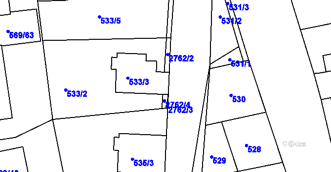 Parcela st. 533/4 v KÚ Sedlčany, Katastrální mapa