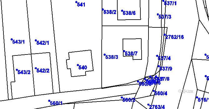 Parcela st. 538/3 v KÚ Sedlčany, Katastrální mapa