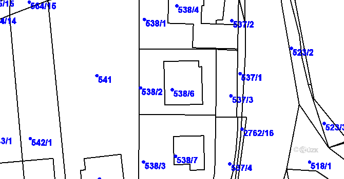Parcela st. 538/6 v KÚ Sedlčany, Katastrální mapa