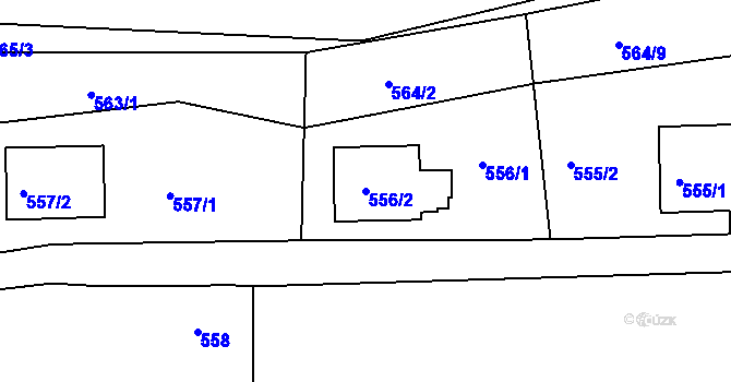 Parcela st. 556/2 v KÚ Sedlčany, Katastrální mapa