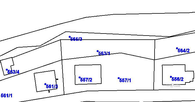 Parcela st. 563/1 v KÚ Sedlčany, Katastrální mapa