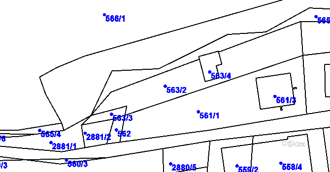 Parcela st. 563/2 v KÚ Sedlčany, Katastrální mapa
