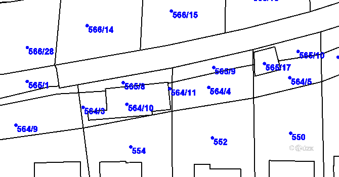 Parcela st. 564/11 v KÚ Sedlčany, Katastrální mapa