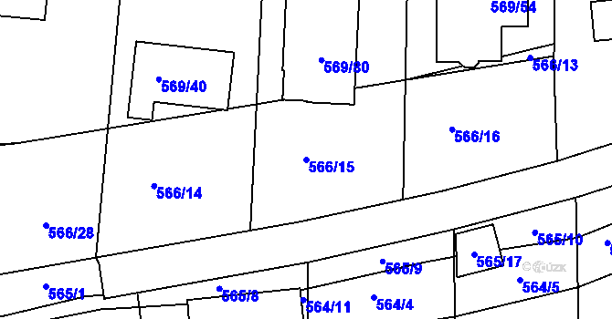 Parcela st. 566/15 v KÚ Sedlčany, Katastrální mapa