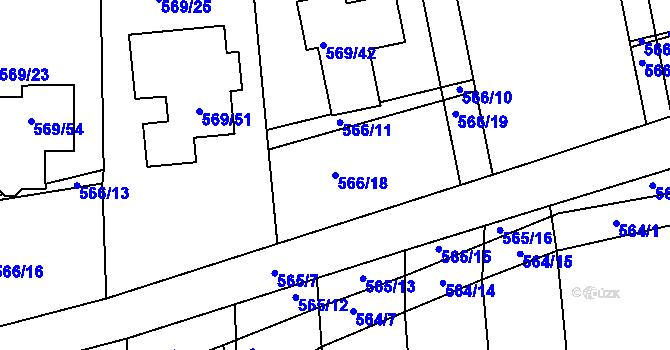 Parcela st. 566/18 v KÚ Sedlčany, Katastrální mapa
