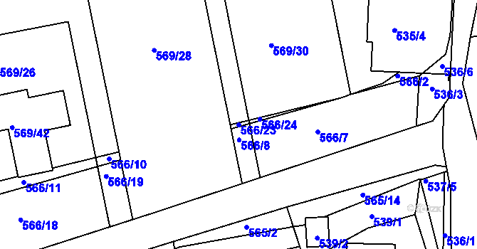 Parcela st. 566/23 v KÚ Sedlčany, Katastrální mapa