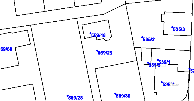 Parcela st. 569/29 v KÚ Sedlčany, Katastrální mapa