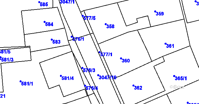 Parcela st. 577/1 v KÚ Sedlčany, Katastrální mapa