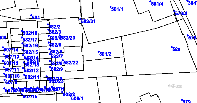 Parcela st. 581/2 v KÚ Sedlčany, Katastrální mapa