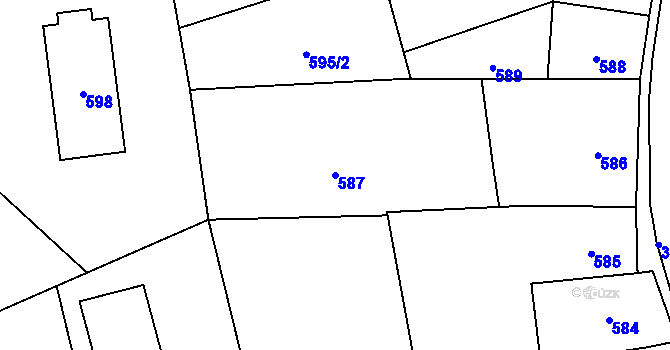 Parcela st. 587 v KÚ Sedlčany, Katastrální mapa