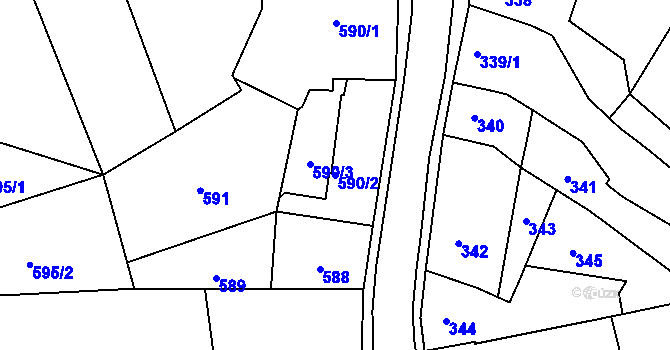 Parcela st. 590/2 v KÚ Sedlčany, Katastrální mapa