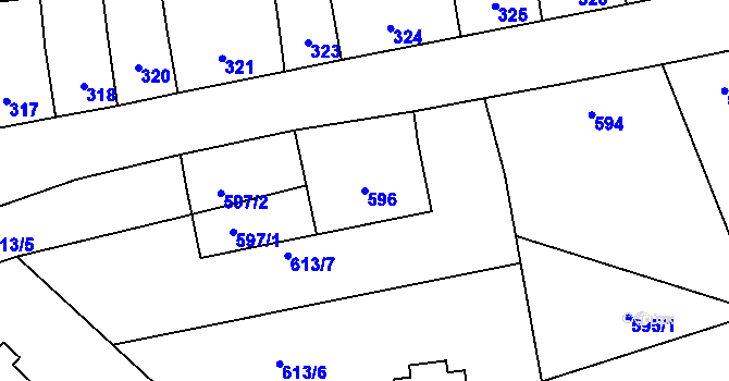 Parcela st. 596 v KÚ Sedlčany, Katastrální mapa