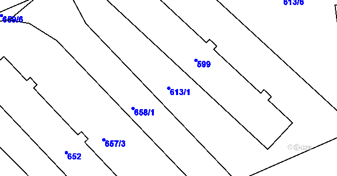 Parcela st. 613/1 v KÚ Sedlčany, Katastrální mapa