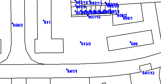 Parcela st. 613/2 v KÚ Sedlčany, Katastrální mapa