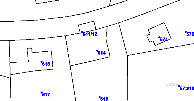 Parcela st. 614 v KÚ Sedlčany, Katastrální mapa