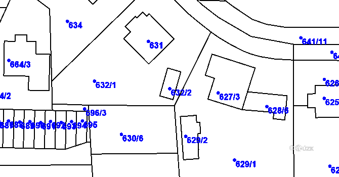 Parcela st. 632/2 v KÚ Sedlčany, Katastrální mapa