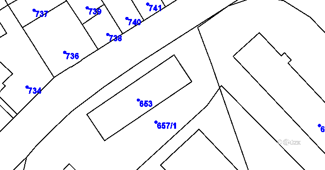 Parcela st. 653 v KÚ Sedlčany, Katastrální mapa