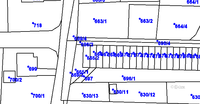 Parcela st. 667 v KÚ Sedlčany, Katastrální mapa