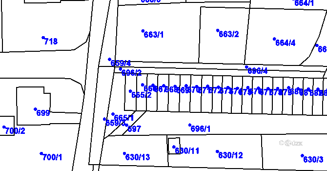 Parcela st. 668 v KÚ Sedlčany, Katastrální mapa
