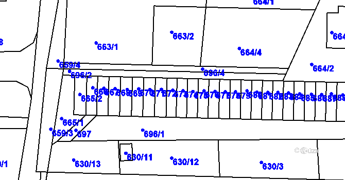 Parcela st. 673 v KÚ Sedlčany, Katastrální mapa