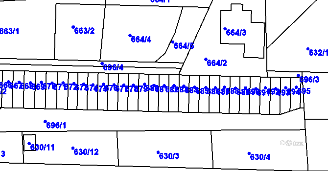 Parcela st. 682 v KÚ Sedlčany, Katastrální mapa