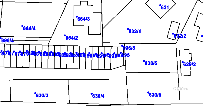 Parcela st. 692 v KÚ Sedlčany, Katastrální mapa