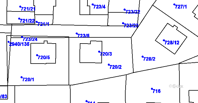 Parcela st. 720/3 v KÚ Sedlčany, Katastrální mapa