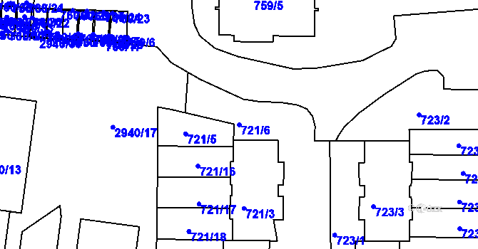 Parcela st. 721/6 v KÚ Sedlčany, Katastrální mapa