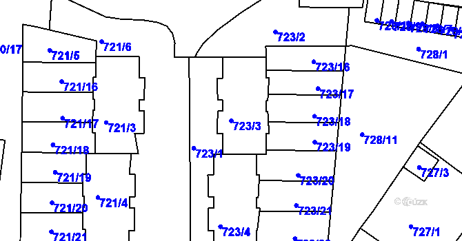 Parcela st. 723/3 v KÚ Sedlčany, Katastrální mapa