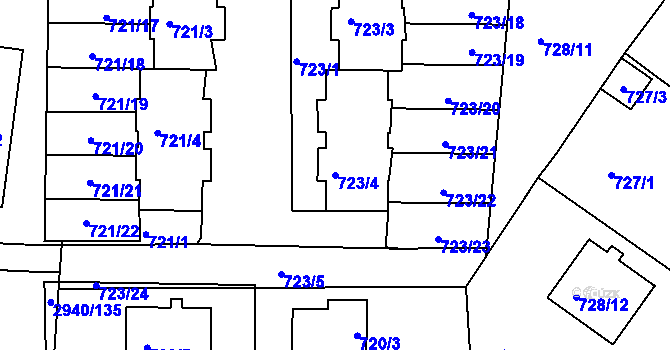 Parcela st. 723/4 v KÚ Sedlčany, Katastrální mapa