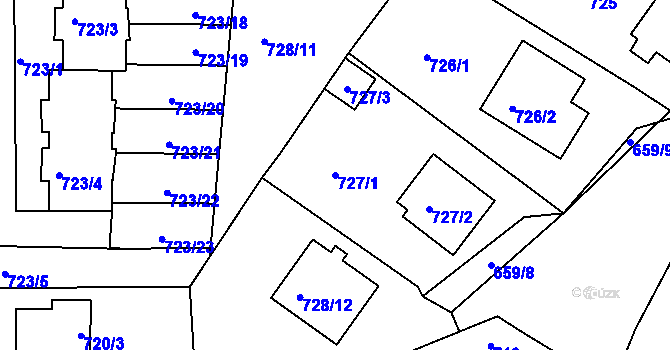 Parcela st. 727/1 v KÚ Sedlčany, Katastrální mapa