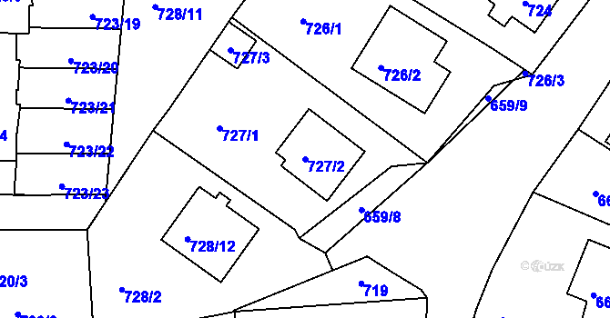 Parcela st. 727/2 v KÚ Sedlčany, Katastrální mapa