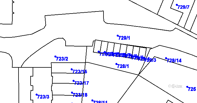Parcela st. 728/10 v KÚ Sedlčany, Katastrální mapa