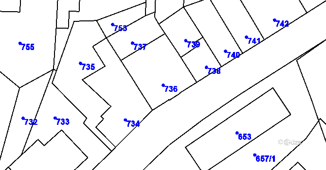 Parcela st. 736 v KÚ Sedlčany, Katastrální mapa