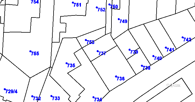 Parcela st. 737 v KÚ Sedlčany, Katastrální mapa