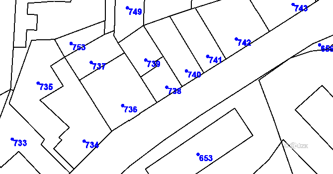 Parcela st. 738 v KÚ Sedlčany, Katastrální mapa