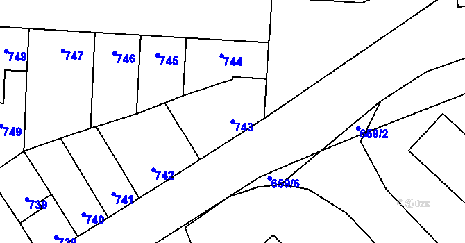 Parcela st. 743 v KÚ Sedlčany, Katastrální mapa