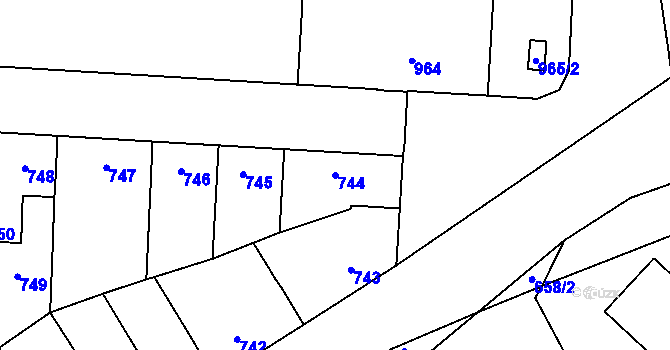 Parcela st. 744 v KÚ Sedlčany, Katastrální mapa