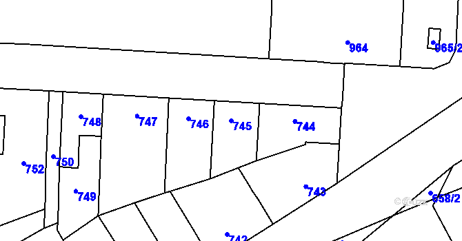 Parcela st. 745 v KÚ Sedlčany, Katastrální mapa