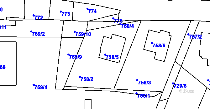 Parcela st. 758/5 v KÚ Sedlčany, Katastrální mapa