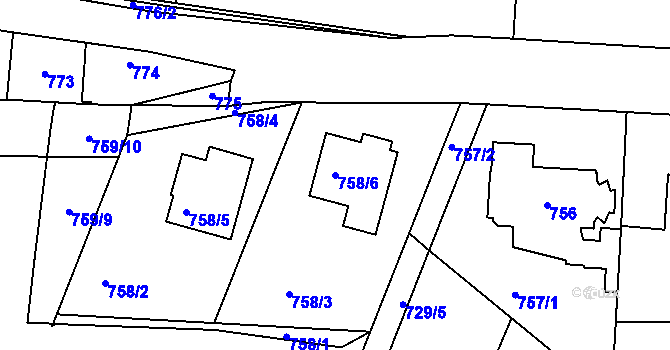 Parcela st. 758/6 v KÚ Sedlčany, Katastrální mapa