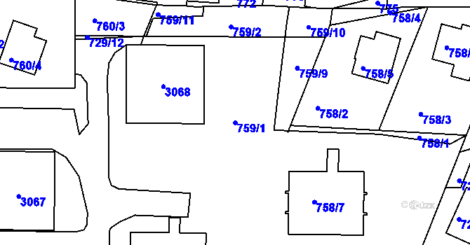 Parcela st. 759/1 v KÚ Sedlčany, Katastrální mapa