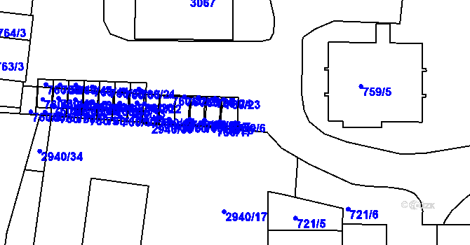 Parcela st. 759/6 v KÚ Sedlčany, Katastrální mapa