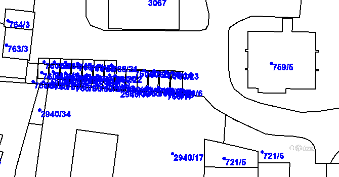 Parcela st. 759/7 v KÚ Sedlčany, Katastrální mapa