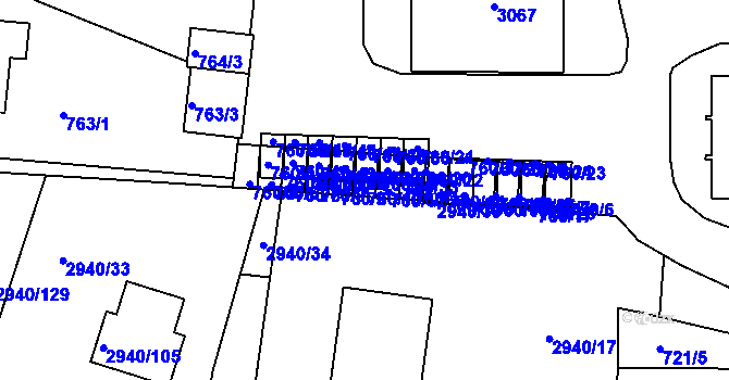 Parcela st. 760/10 v KÚ Sedlčany, Katastrální mapa