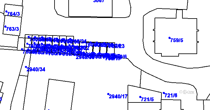 Parcela st. 760/25 v KÚ Sedlčany, Katastrální mapa